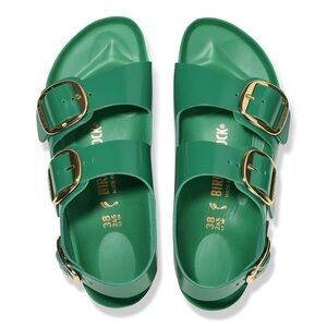Birkenstock | Milano Big Buckle Natural Leather Patent High Shine Digital Green